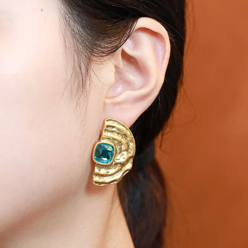 Medieval earrings replica geometric blue diamond s925 stud earrings fashion niche high-end women's earrings manufacturers