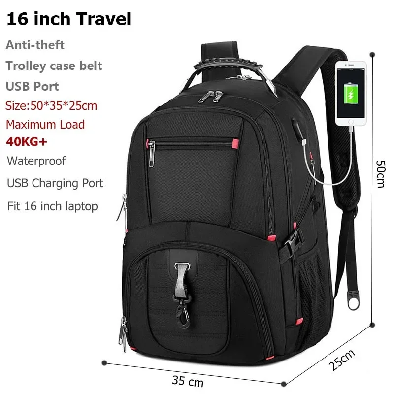 Swiss-mochila multifuncional duradera para ordenador portátil, bolsa de viaje grande, bolsa para libros universitarios, puerto de carga USB,