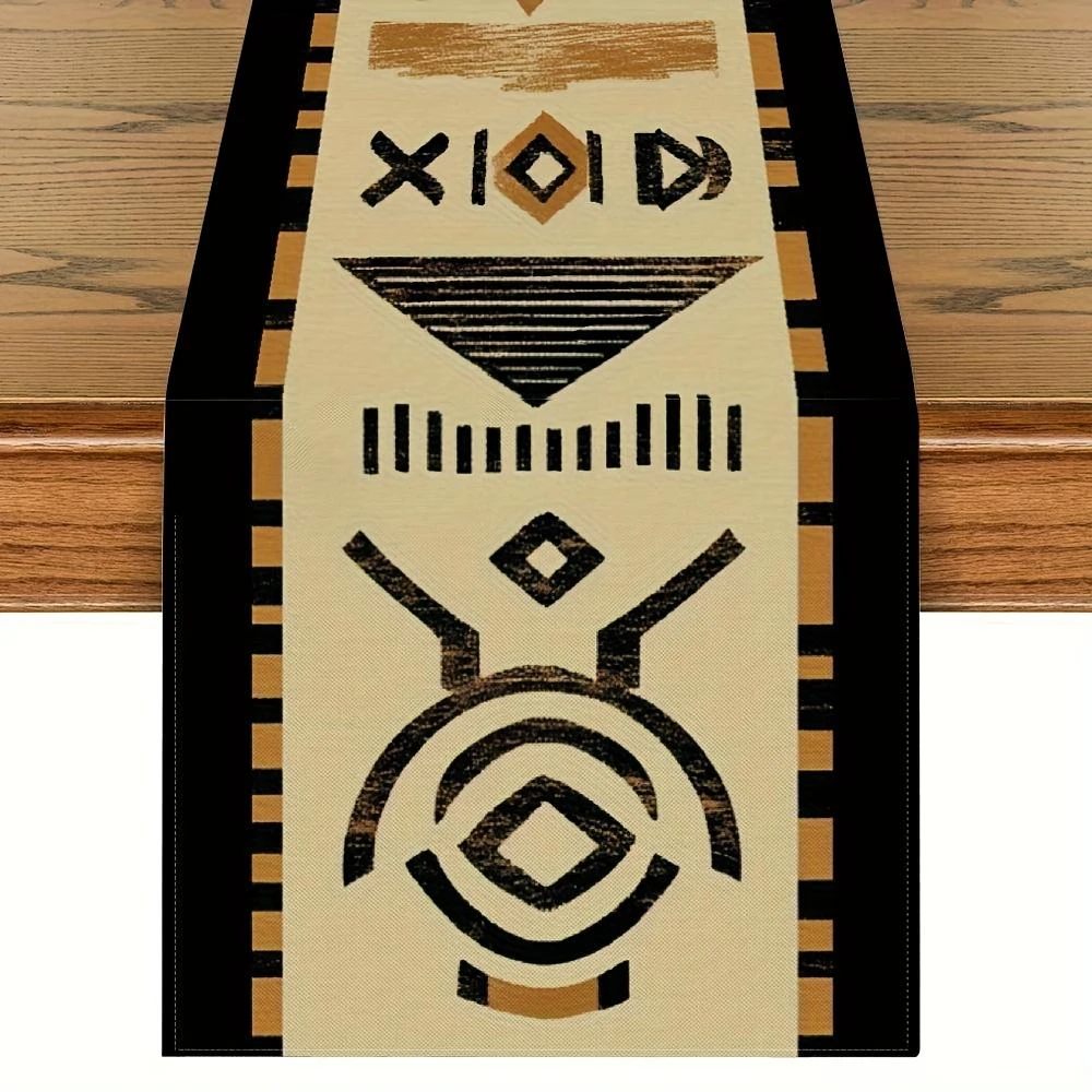 1pc Southwestern Tribal Geometric Table Runner Bohemian Aztec Style Dining Table Decor for Kitchen Dining Room Farmhouse Home