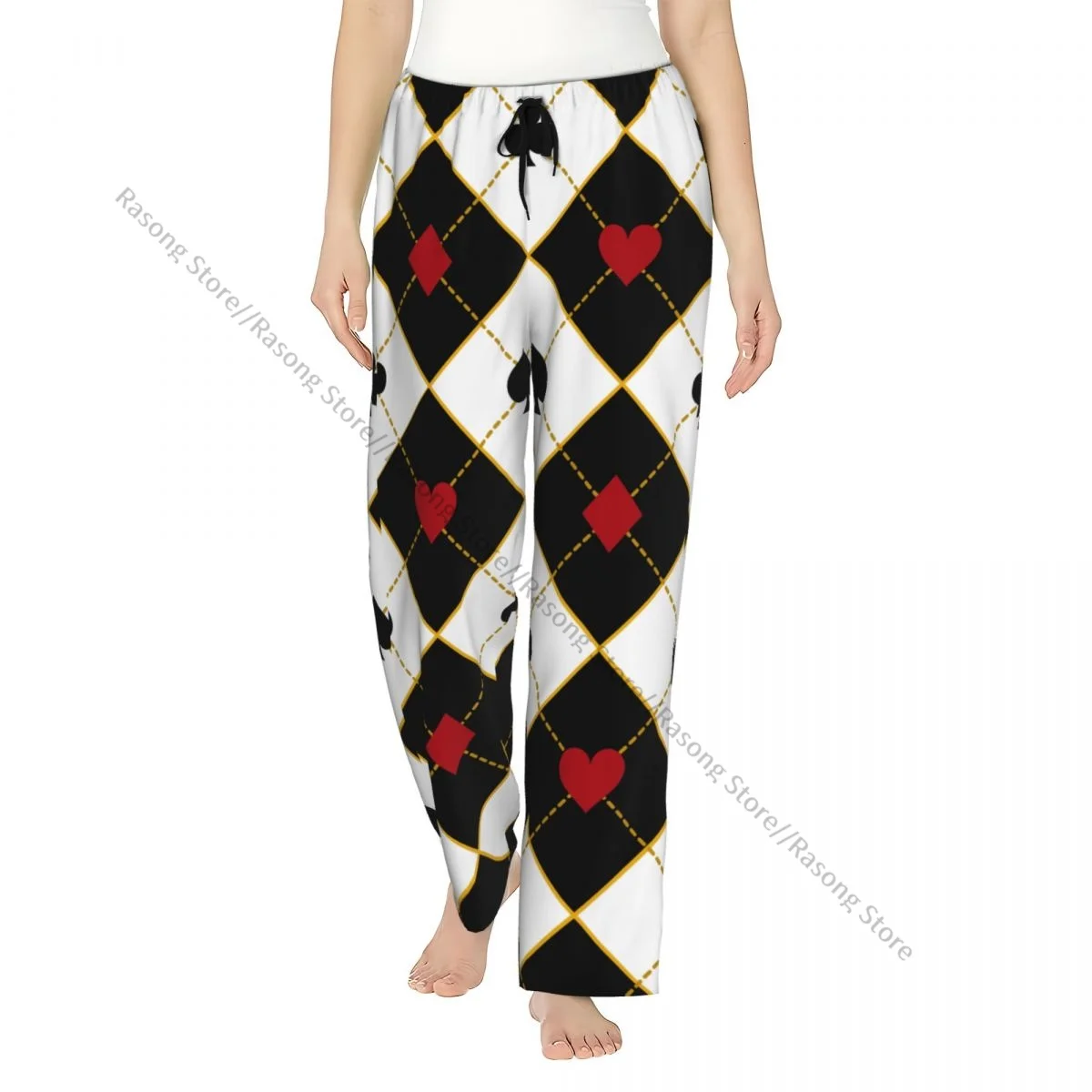 

Теплые женские пижамные штаны, карточные костюмы, штаны для сна Royal Poker, мягкая одежда для дома