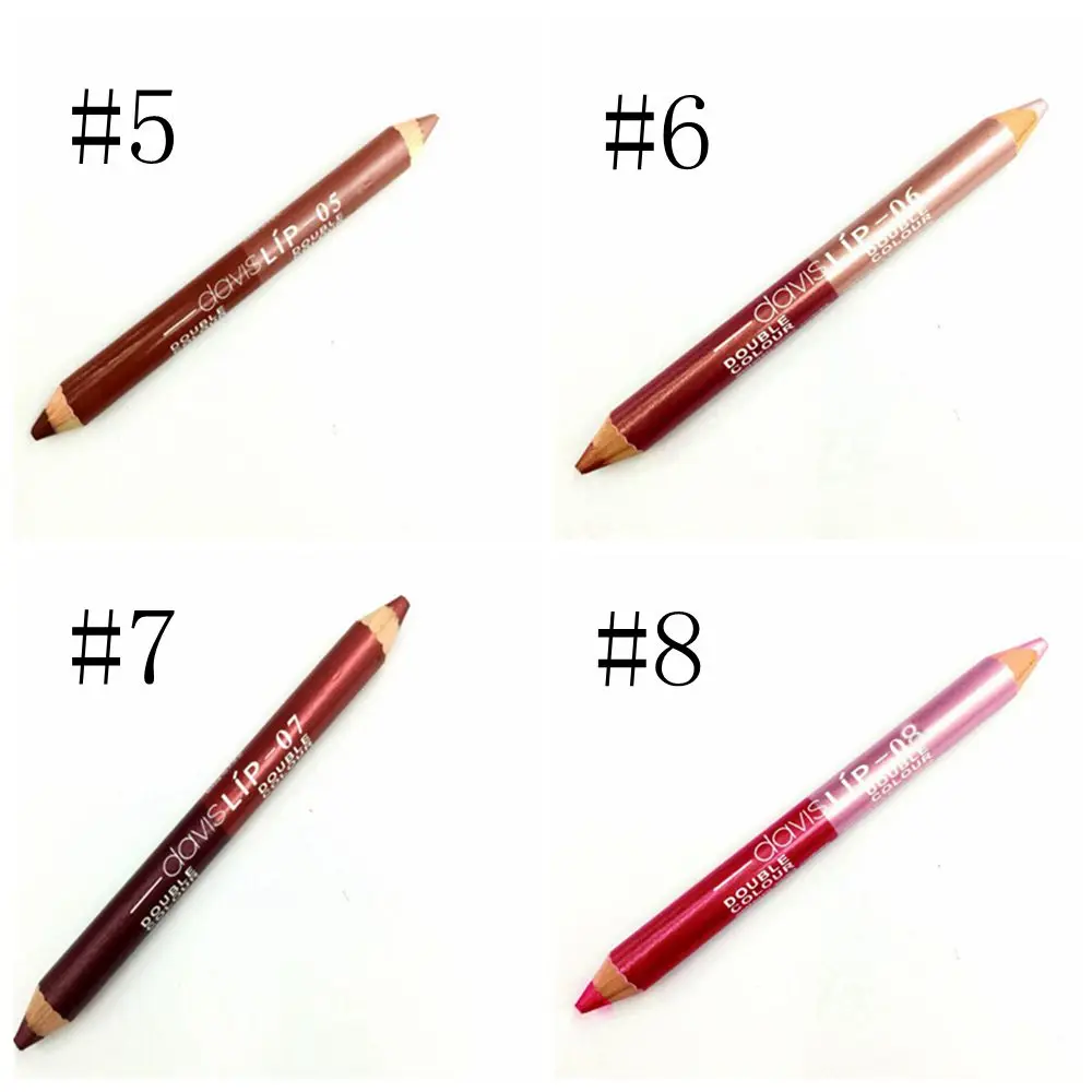 Glitter langlebige matte wasserdichte Lippen fleck Lippenstift Bleistift zweifarbig Lip Liner