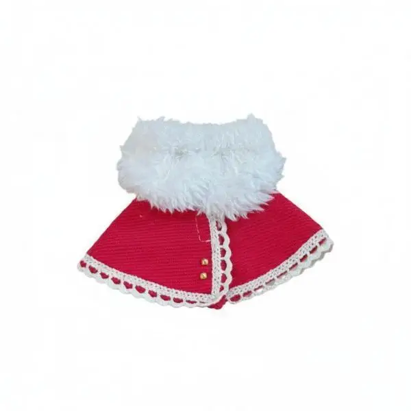 Corduroy Doll Outfit Warm Cape Handmade Button Lace Trim Christmas Style for 10 Cm Dolls
