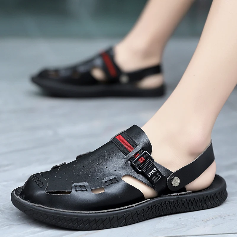 

Summer Men Sandals Mens Casual Shoes Outdoor Men Leather Sandals for Men Beach Shoes Roman Shoes Plus Size 39-44