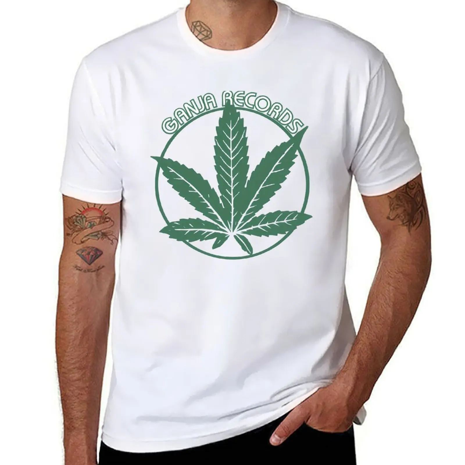 

Футболка с логотипом Ganja Records, мужская футболка, хлопковая черная хлопковая футболка высокого качества, простая мужская футболка в упаковке