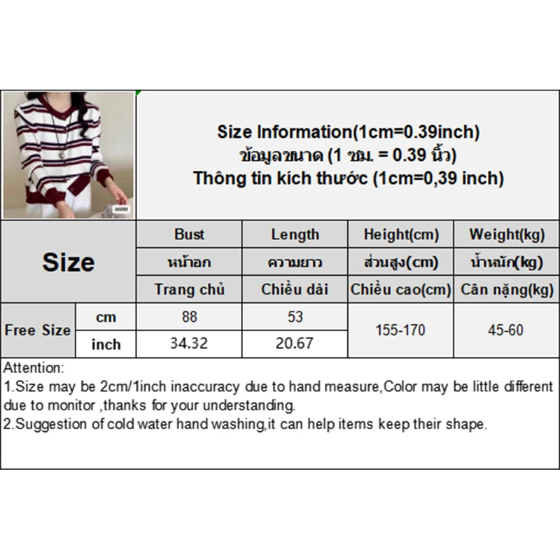 Korean Retro Striped Round Neck Long Sleeve Versatile Casual Knitted Cardigan For Women