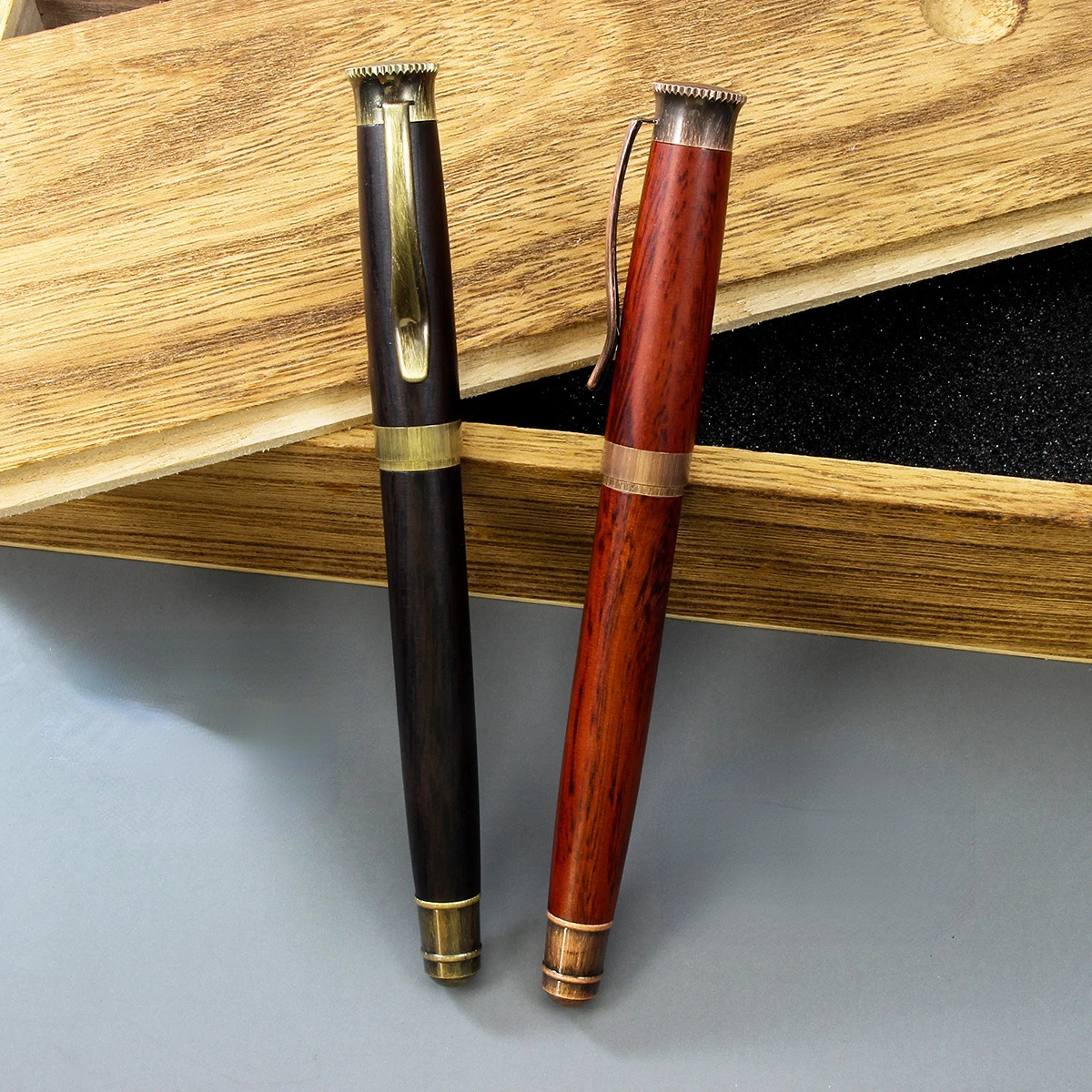 2023 New Luxury Wood Fountain Pen Black Ebony Sign Pens Stationery Office Supplies Ink Pens Gift