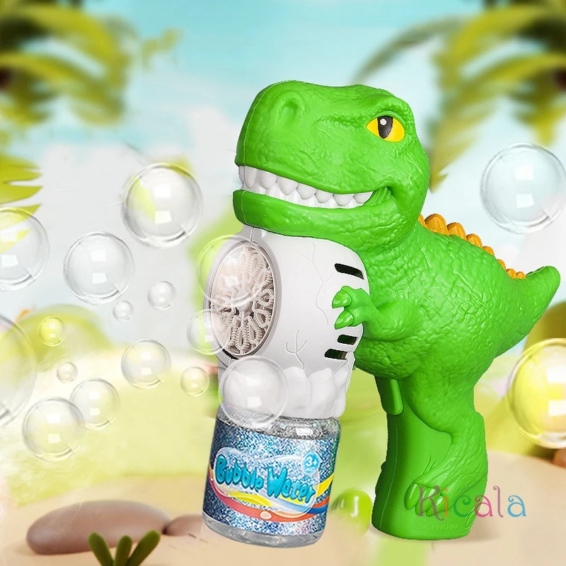 Dzieci dinozaur bańka automatyczna dmuchawa zabawki Tyrannosaurus pistolet do baniek mydlanych dzieci mydło wodne zabawki prezent urodzinowy na świeżym powietrzu