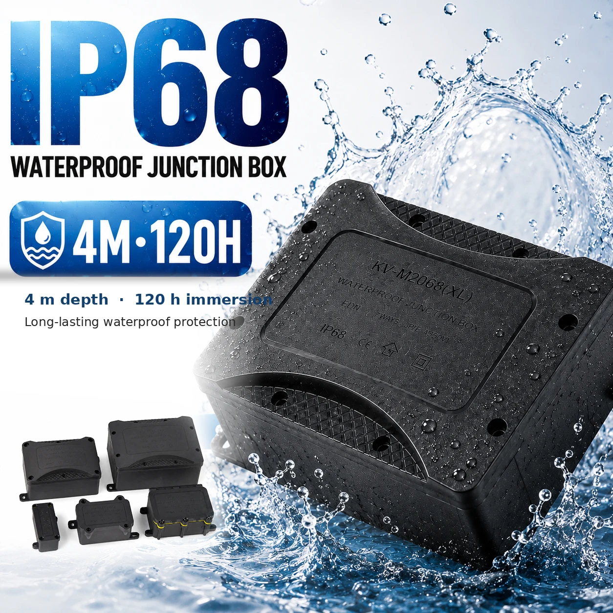 Outdoor Power Distribution Box - IP68 Waterproof Electrical Junction Box 450V