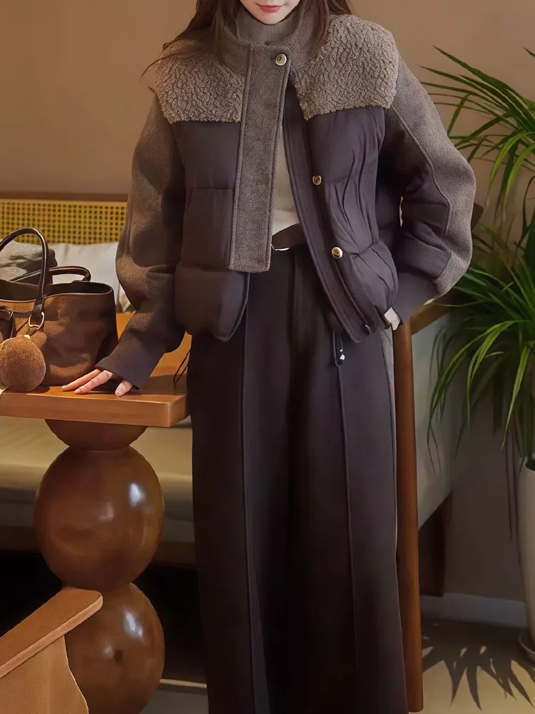 

2026 New Premium Sle Simple Splicing Cotton Jaet Slimming Warmth Outerwear Korean Version Loose Fit Long Sve Zipper