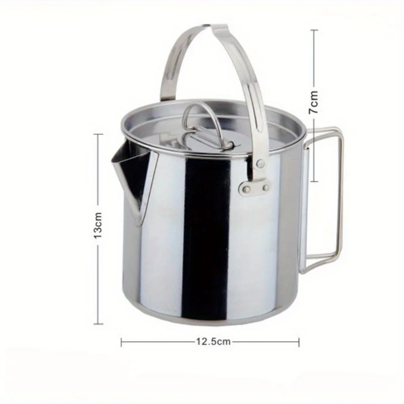 1PC Compact and Portable 1.2L Outdoor Steel Kettle for Camping Picnic and Hanging Cookouts - view 6