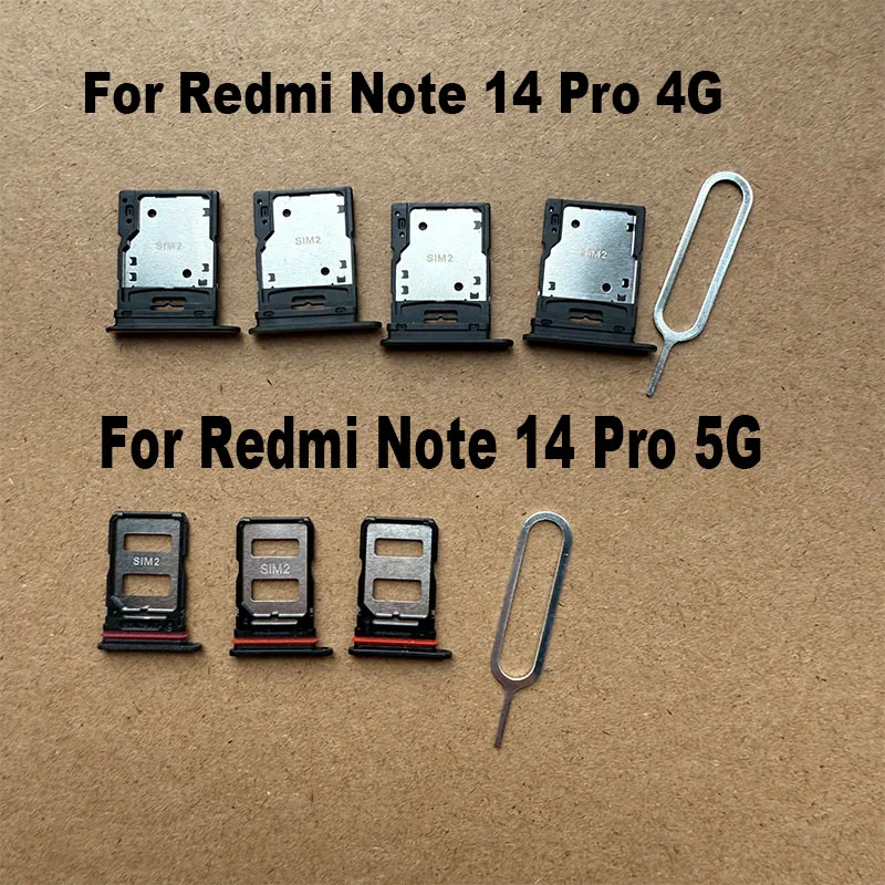New For Xiaomi Redmi Note 14 Pro 4G 5G Sim Card Tray Slot Holder Socket Adapter Connector Repair Parts Replacement