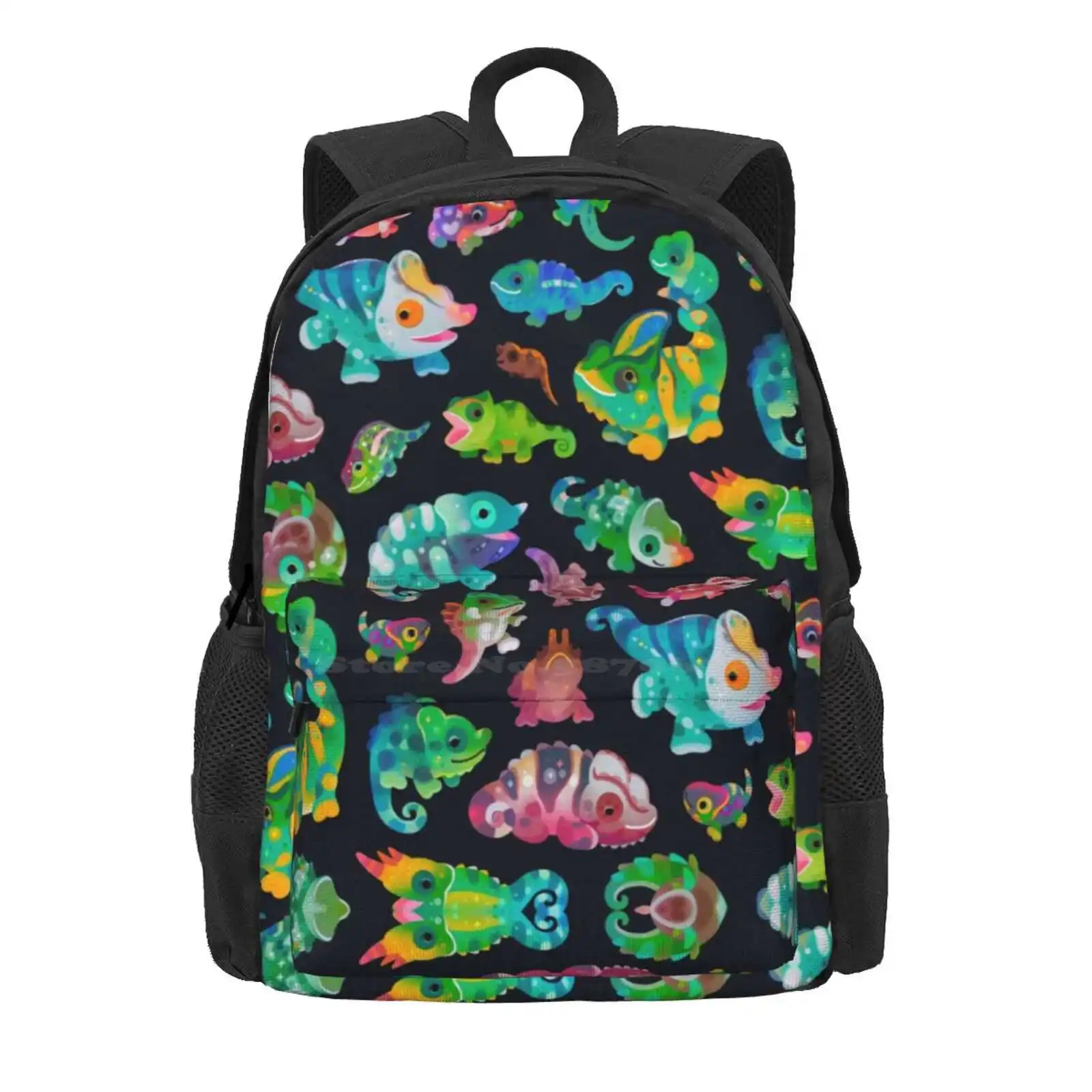 Chameleon - Dark Hot Sale Schoolbag Backpack Fashion Bags Lizard Reptile Pikaole Veiled Chameleon Mellers Chameleon Chameleon