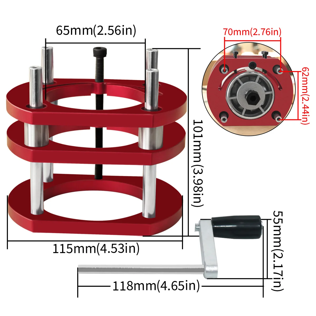 Router Lift for 65mm Diameter Motors - Wood Router Working Benches DIY Tools Woodworking Router Table Insert Plate Lift Base