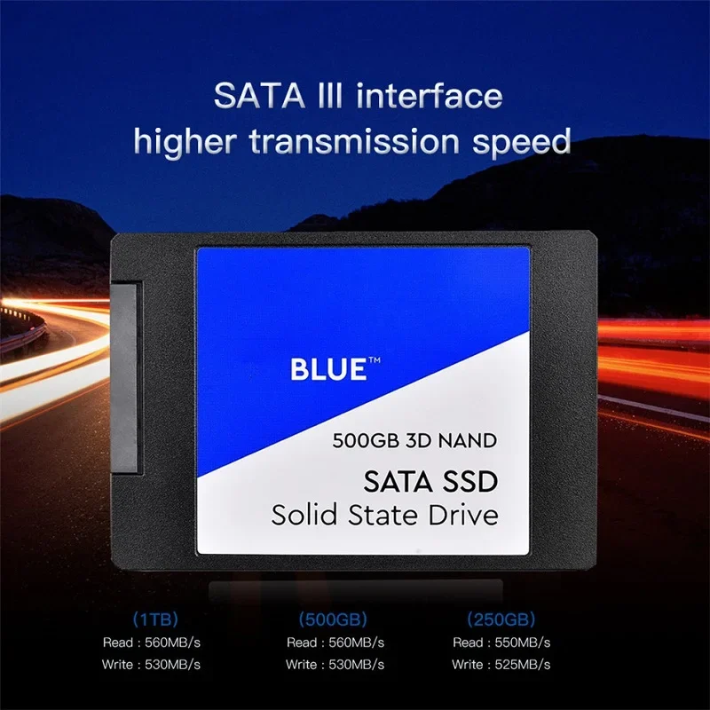 New Blue SSD 250GB Internal Solid State Disque 500GB 1TB 2TB 3D NAND SATA3 2.5