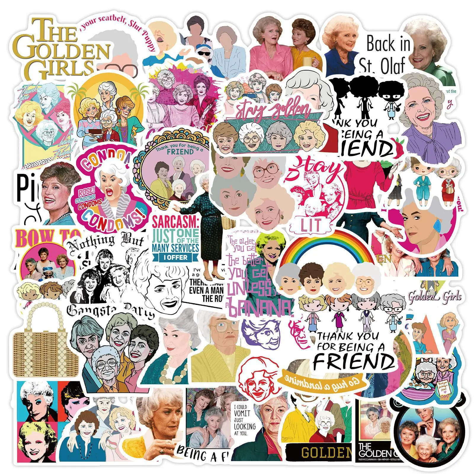 Pegatinas de la serie de TV americana Golden Girls, calcomanías de grafiti para equipaje, portátil, teléfono, coche, bicicleta y monopatín, DIY, 10/30/50 piezas