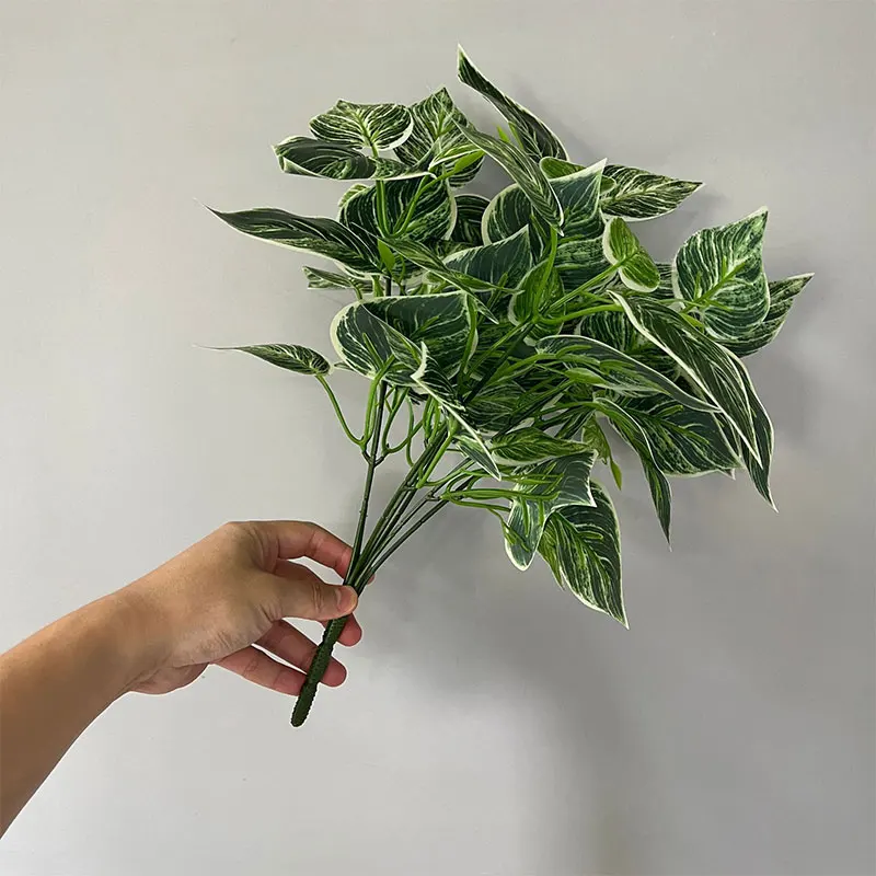 35 cm 7 Gabeln Künstliche Pflanzen Gefälschte Blatt Pflanze Wand Kunststoff Scindapsus Blätter Floral Kleine Creeper Für Home Garten Büro decor – Detail 7