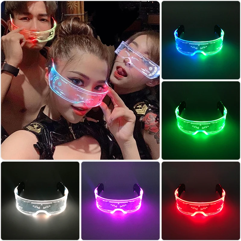 Modische Leuchtende Dekorative Brillen Neon-Licht-Dekoration LED-Sonnenbrille für Nachtclub DJ Tanz Musik Rave Kostüm Nacht – Detail 11