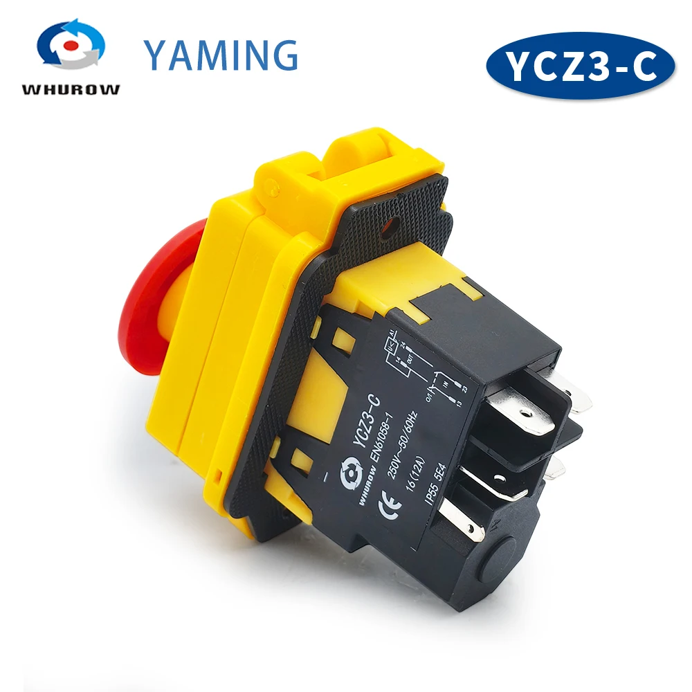 Electromagnetic Switch 4/5 Pin 110V 220V ON-OFF Momentary Reset Push Button With Cover IP55 Waterproof YCZ3-C Replace KJD17