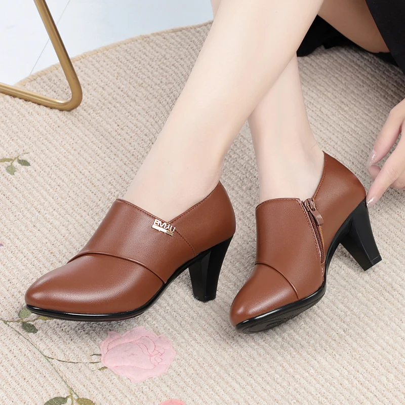 AIYUQI 2024 Fashion Shoes Women Autumn New Genuine Leather Female Office Shoes High Heels Shoes For Women