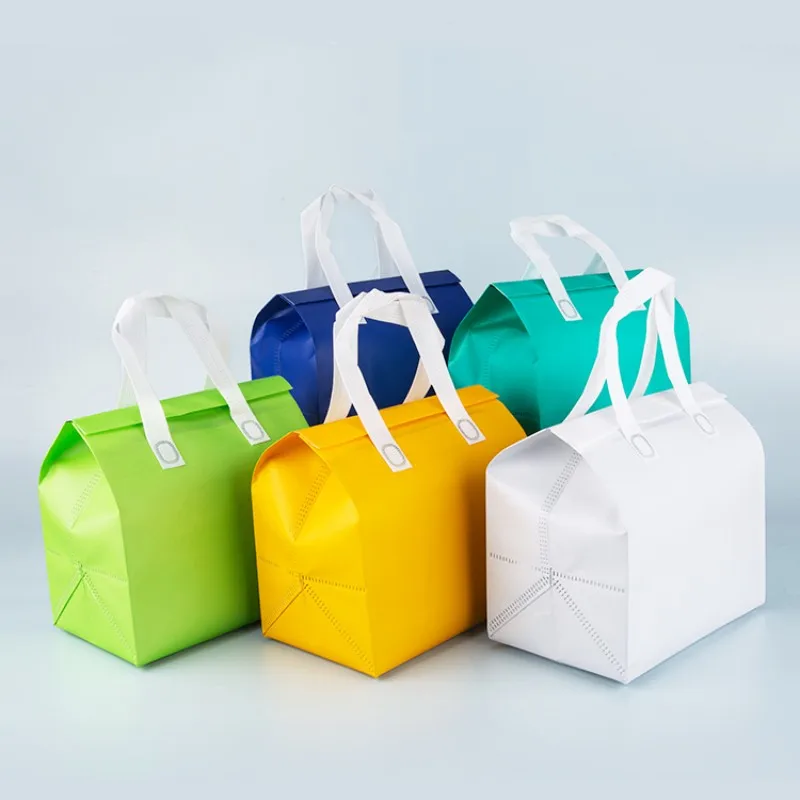 StoBag 50pcs Wholesale Non-woven Tote Bags Insulation Portable Fabric Food Cake Drinks Packaging Keep Warm Cold Delivery Pouches