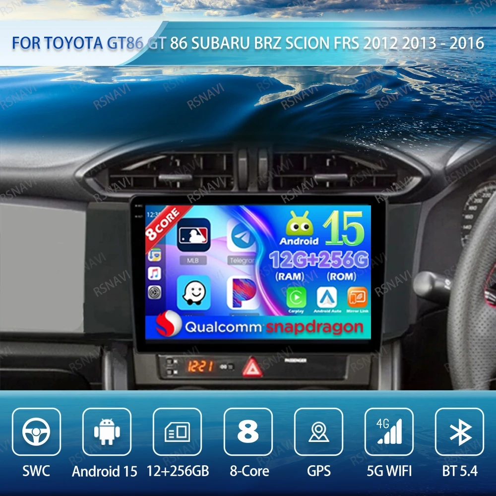 

Android 15 Car Radio For Toyota GT86 GT 86 Subaru BRZ Scion FRS 2012 2013 - 2016 Wireless Carplay Auto QLED Qualcomm DSP 5G WIFI