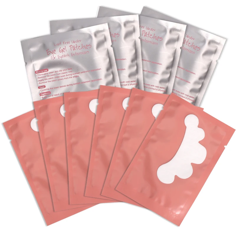 100 pares de almofadas para cílios enxertados, remendos de gel de hidrogel sob almofadas para pontas de extensão de cílios, adesivos, ferramentas de maquiagem