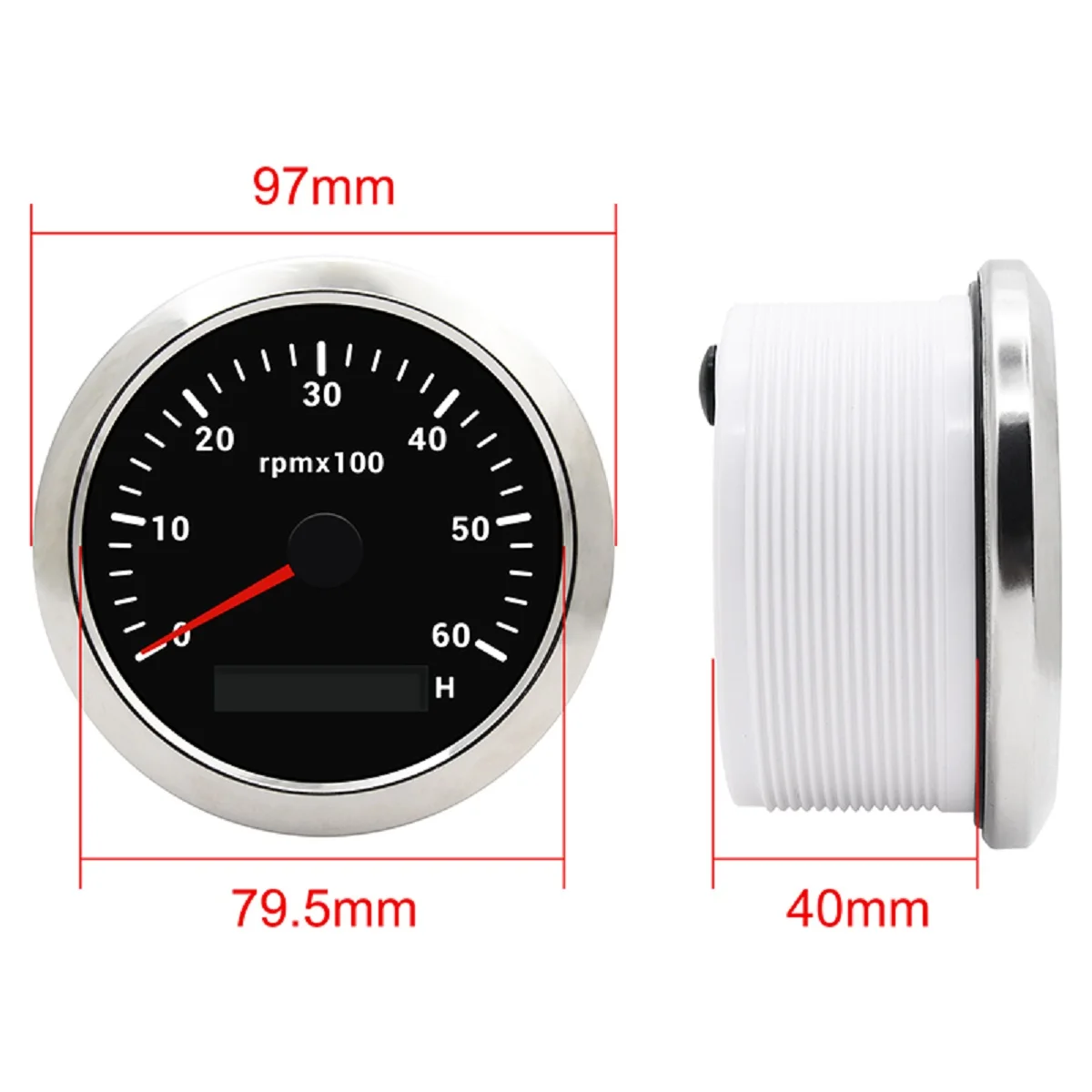 85mm Tachometer 6000/8000 RPM Tacho With 7 Colors Backlight Hour Meter For Marine Boat Car Yacht RPM Gauge 12V 24V