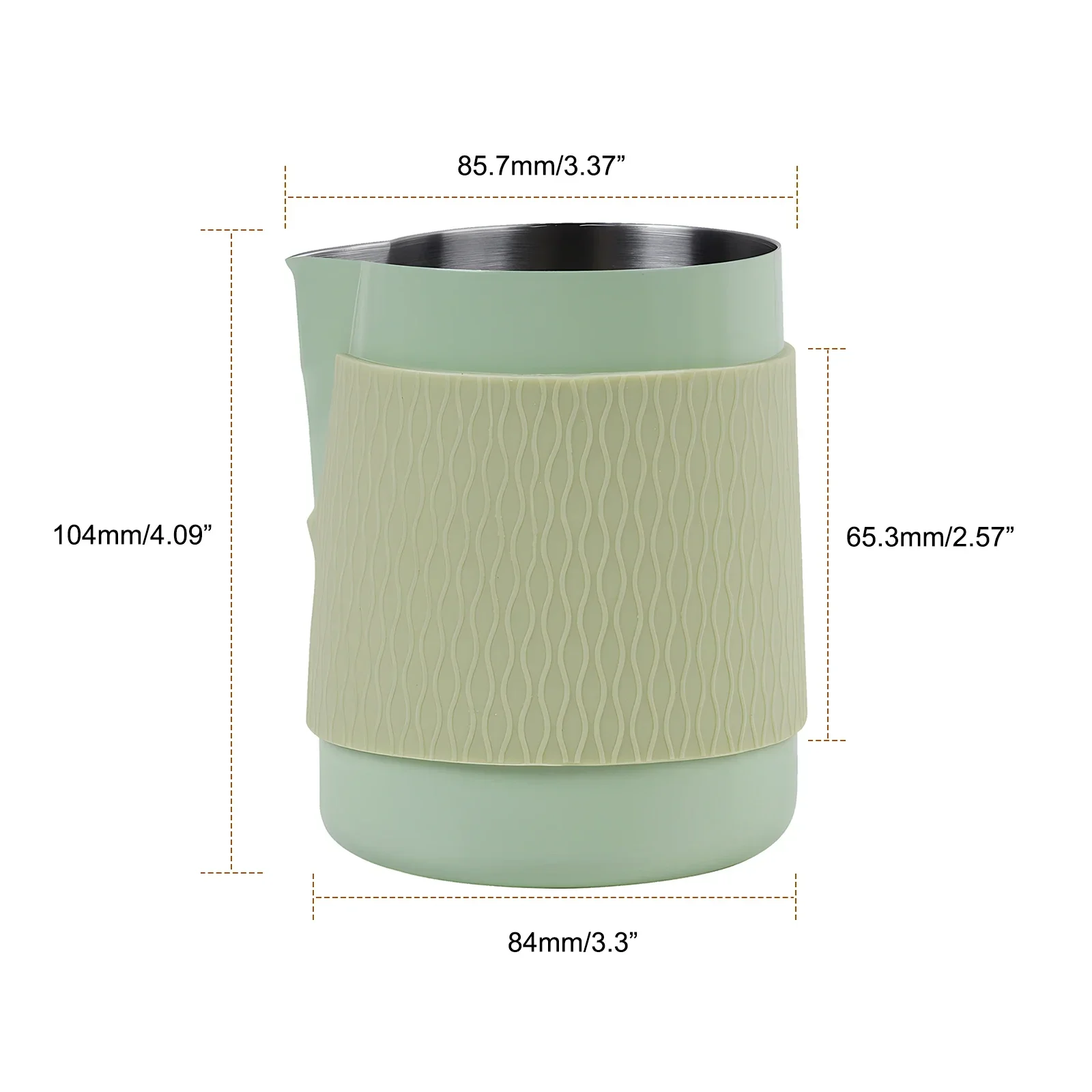 IKAPE Espresso-Milchkrug V3, 500 ml Milchaufschäumkrug ohne Griff, Espresso-Dampfkrug mit scharfem Auslauf für Espresso 7