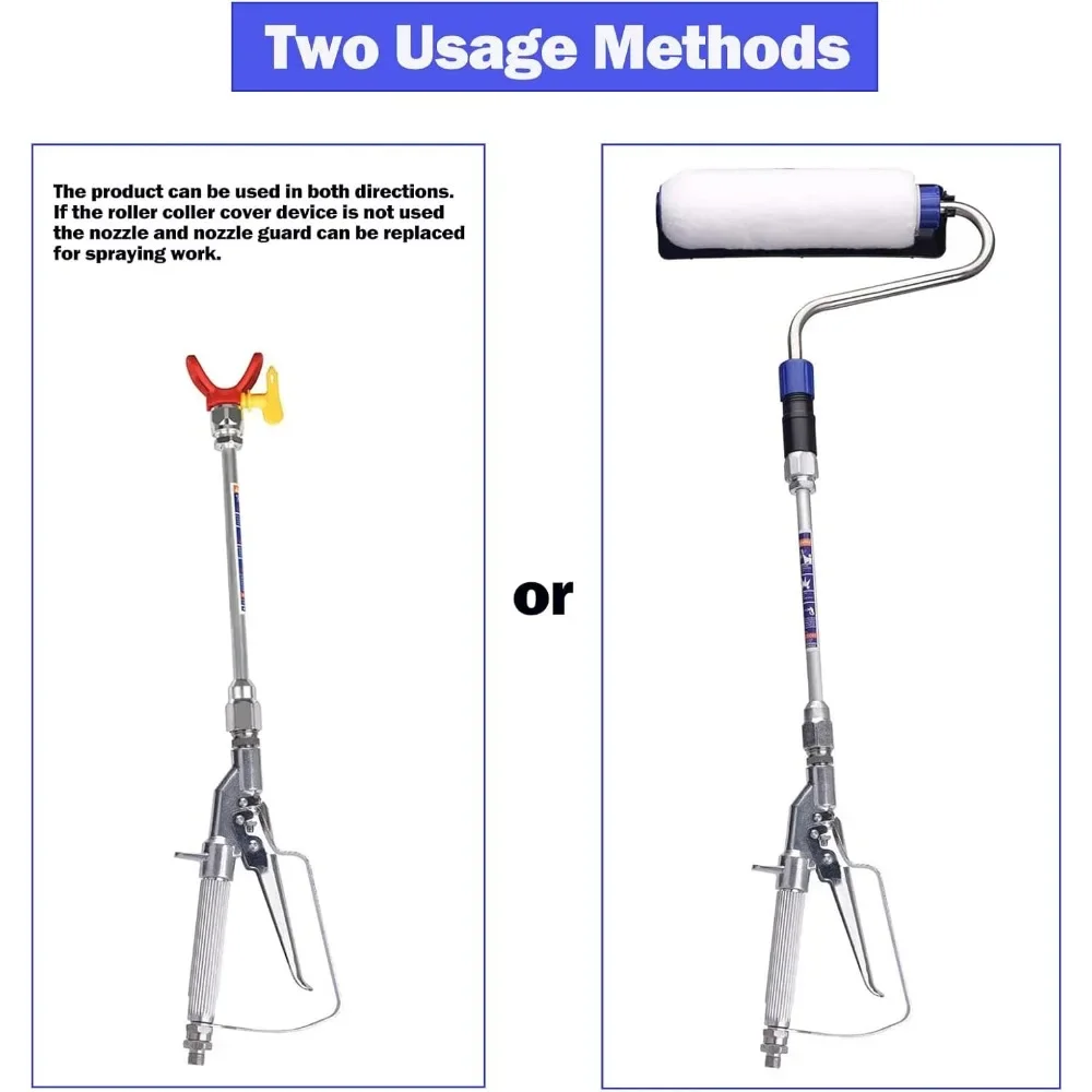 Airless Paint Spray Roller, Pulverizador Kit Gun Anexo, Acessórios, Varinha de Alta Pressão, Power Roller, 10 Polegadas de Extensão