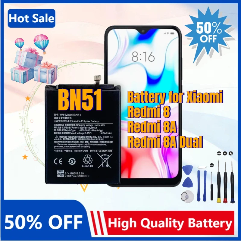 

Replacement Battery BN51 for Xiaomi Redmi 8 Redmi 8A Redmi8 Redmi 8 A Dual Authentic Mobile Phone Batteries 5000mAh Bateria