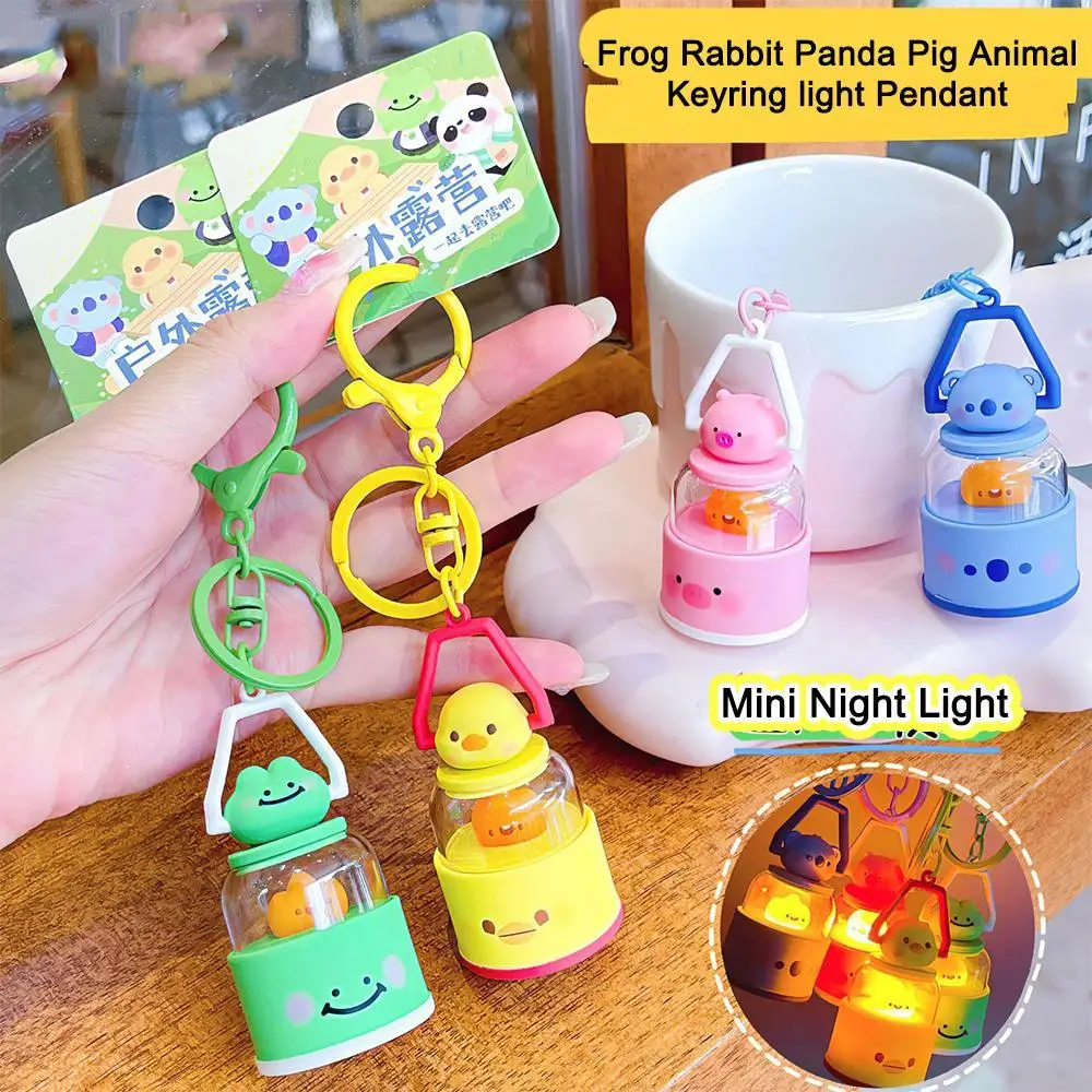 Creative Cute Outdoor Camping Light Car Key Chain Cartoon Pig Light Pendant Keychain Animal Blue Women Doll Bag Bear Frog G T0X7