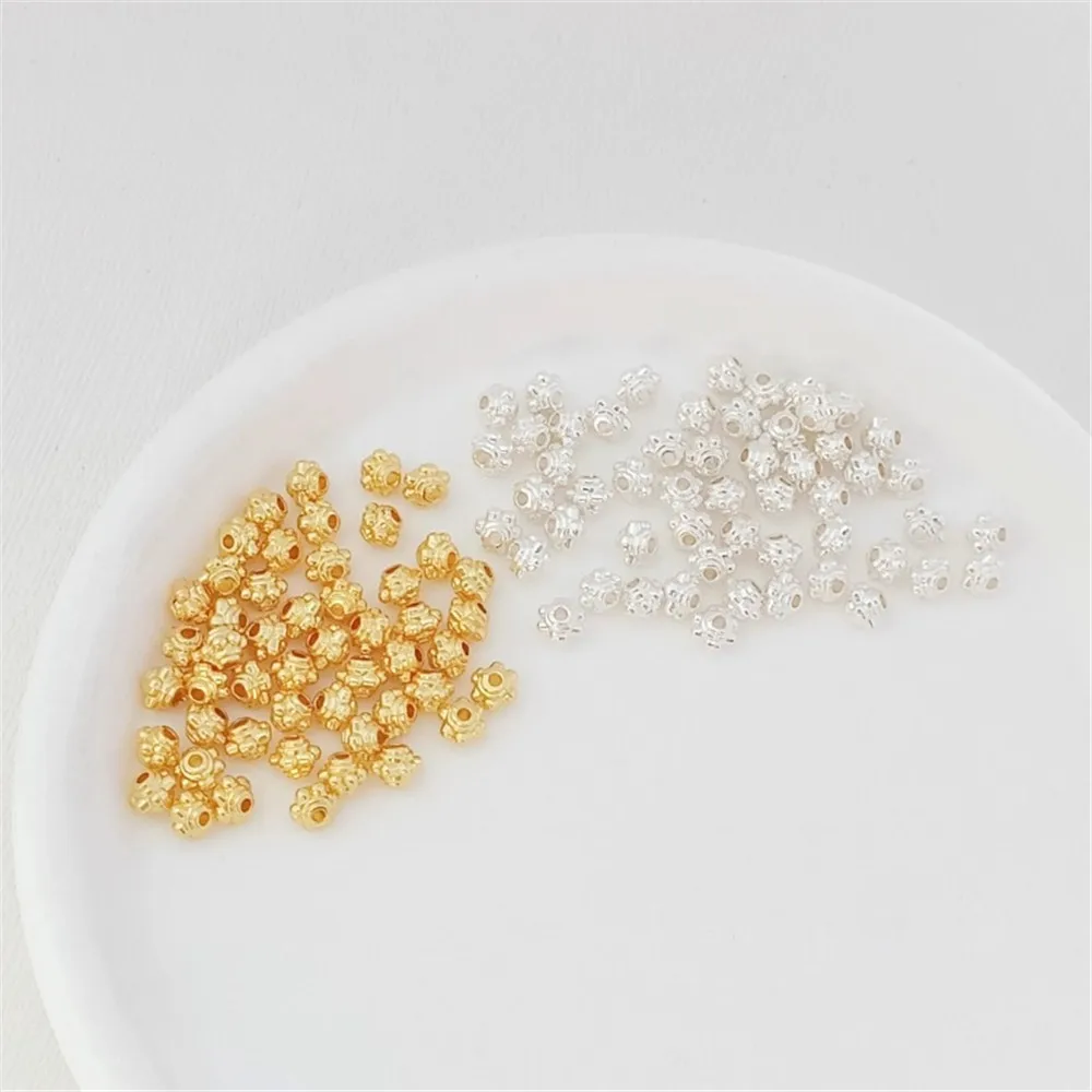 Silver 14K Gold Drum-shaped Beads Dragonfly Eye Loose Beads DIY Handcrafted String Through-hole Round Bead Jewelry Accessories