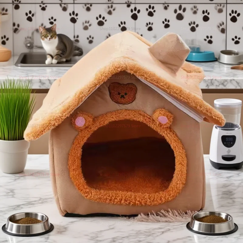 New Four Seasons Cat Nest Soft Warm Winter Dog House Bed Removable Cushion Cozy Pet Cave Indoor Outdoor Comfort 2025