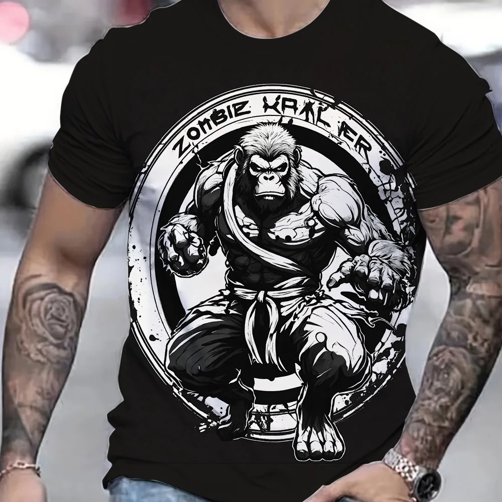 

Funny Violent Gorilla Graphic Print Men's T Shirts Summer Breathable Quick Dry Sports Tops Fashion Boxing Short Sleeve Y2k Tees