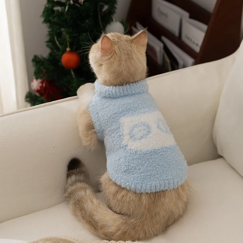 

High-end Pet Pullover Sweater Winter Warm Small Dog Knit Sweater Maltese Soft Two-legged Clothes Letter Embroidery Dog Clothes