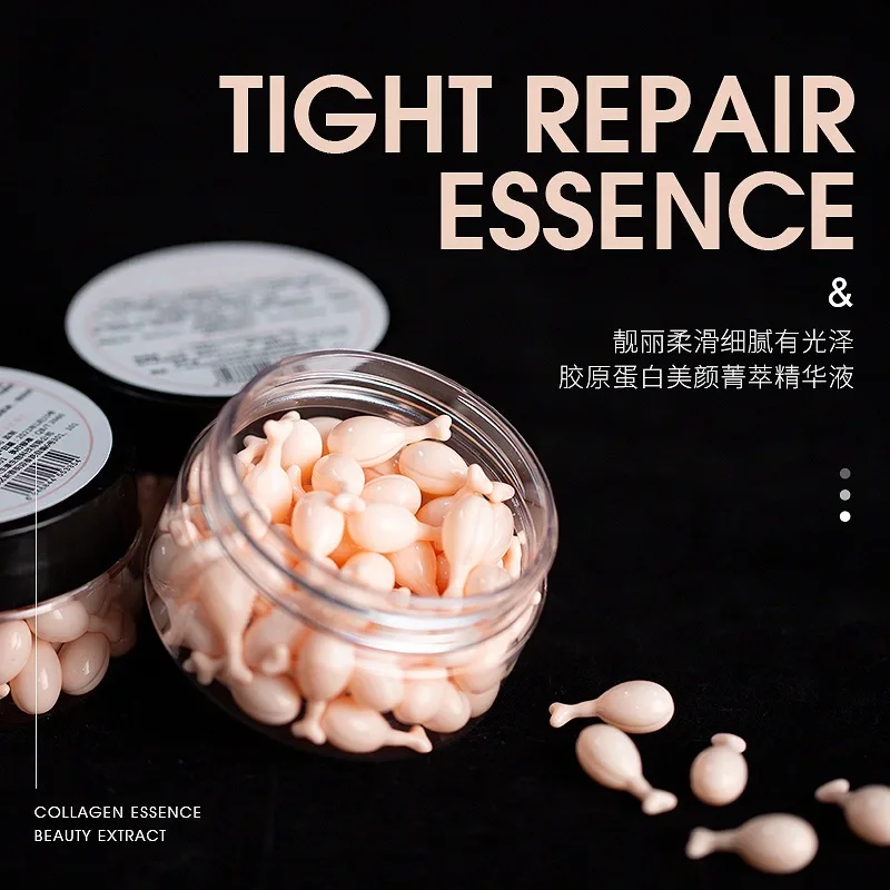 60PCS Collagen Placenta Capsule Face Serum Anti Wrinkle Night Hydra Moisturizing Anti Aging Whitening Care Skin Rejuvenation