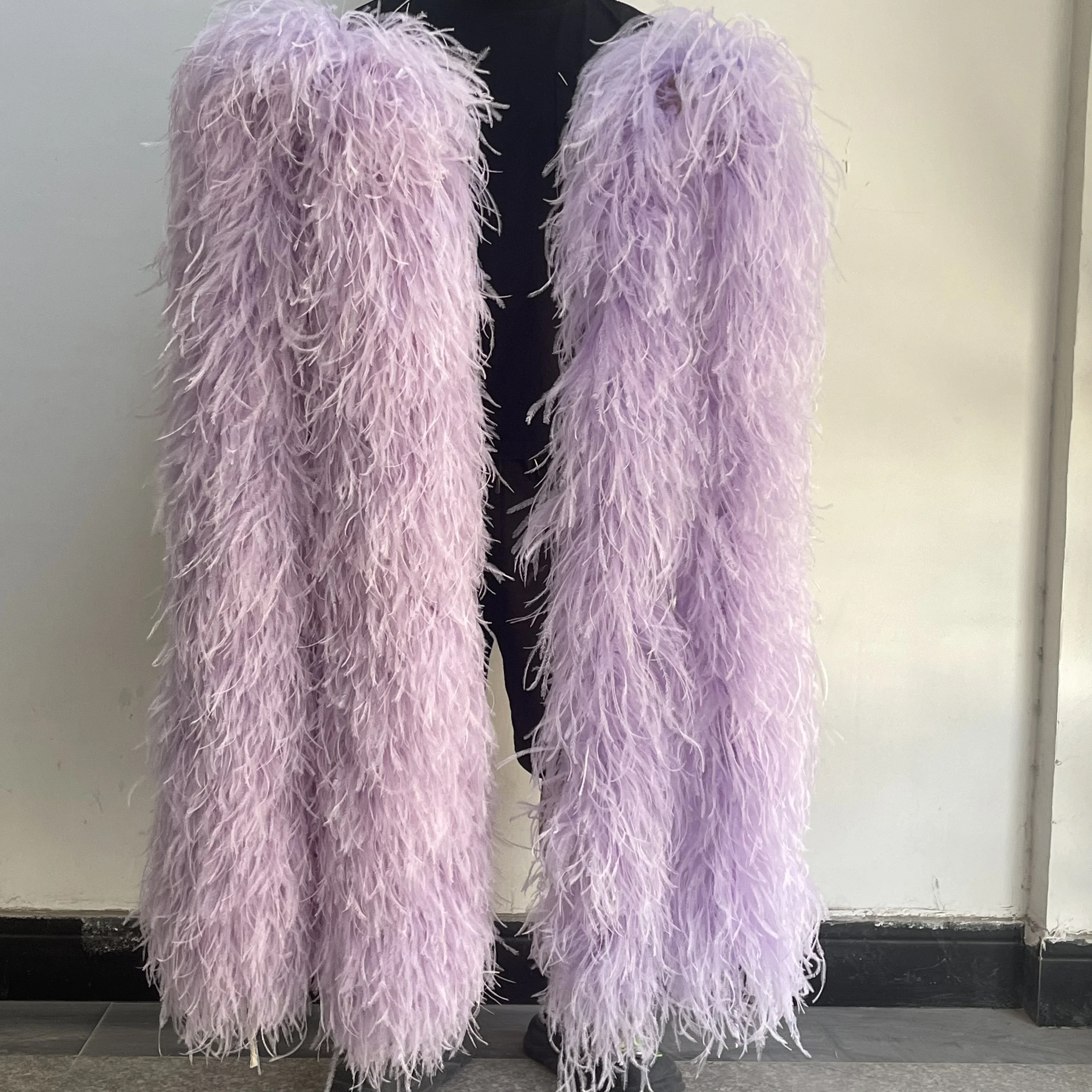 35Ply Fluffy Natural Ostrich Feathers 0.5 to 3 Meters Length Plumes Scarf for Tea Party Cosplay Clothing Luxury Shawl Customized