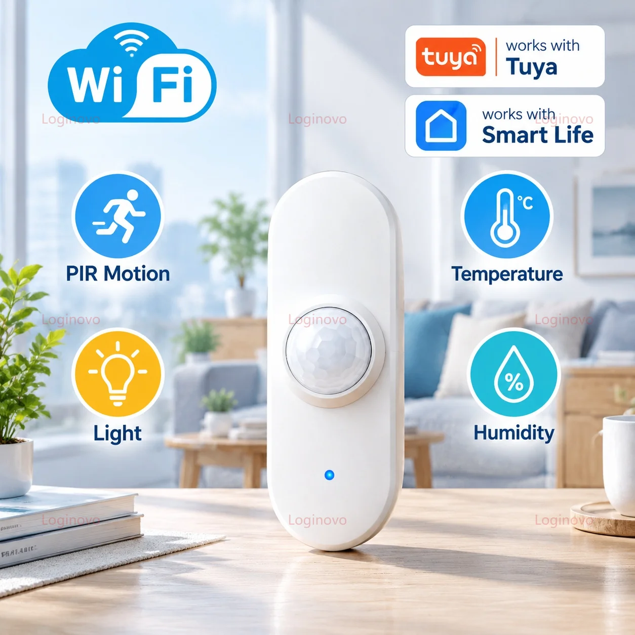 Tuya WiFi Smart PIR Motion Detector Temperature Humidity Light 4-in-1 Sensor Monitor Smart Life App Alexa Google Home Automation