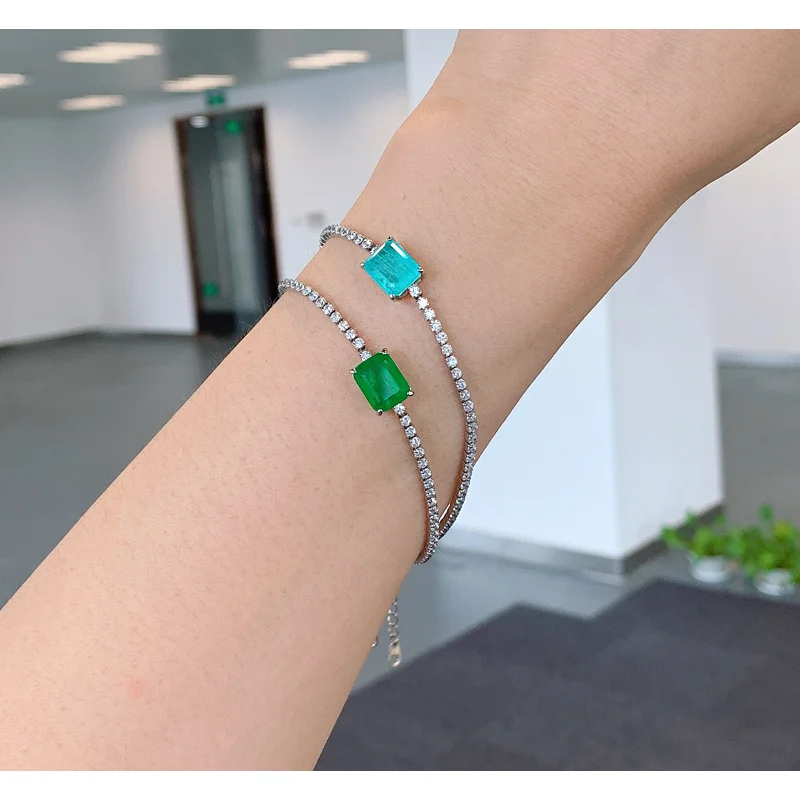 Jewelry Internet Hot Fresh Korean Fashion Emerald Imitation Paraiba Bracelet