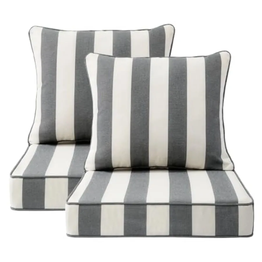

Outdoor Patio Chair Cushions Set 24" x 24" Set of 2 Water-Repellent Fade Resistant Deep Seat Bottom and Back Cushion for Backya