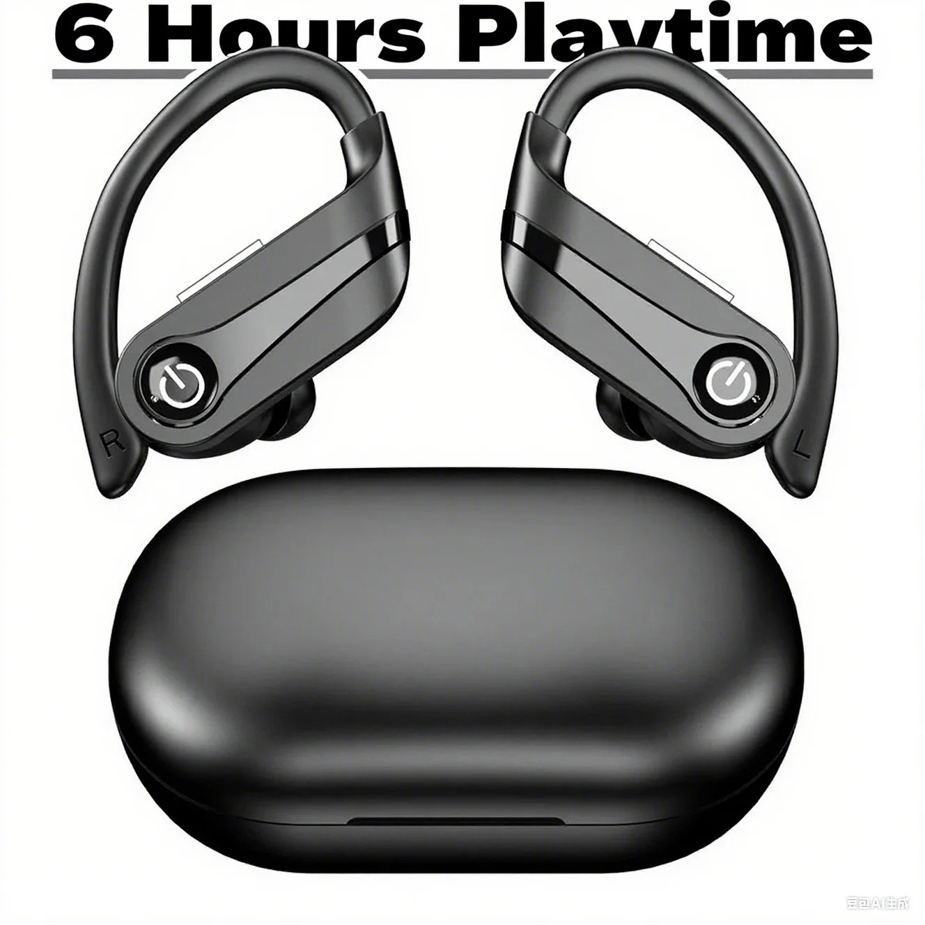 

Q63 Bluetooth 5.3 TWS Wireless Earbuds with Mic IPX7 Waterproof Earphones with Hooks for Sports Running Workout Gym Business