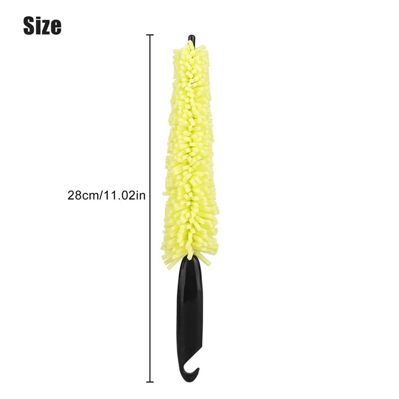 1-4Pcs Portable Car Wheel Brush Yellow Sponge Scratch Free Auto Wheel Tire Rim Scrub Brushes Cleaning with Handle Washing Tool