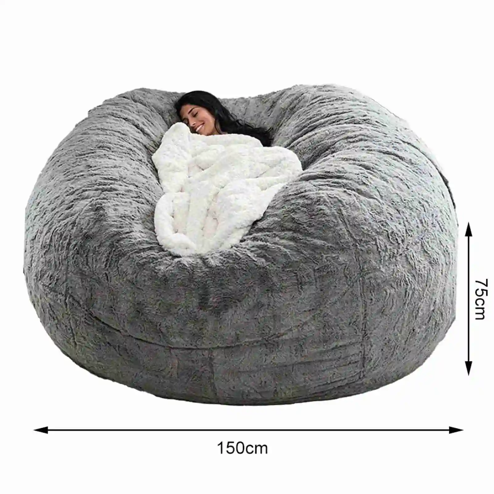 No Stuffed Gray Bean Bags Chair Giant Bean Bags Pouf Sofa Bed Puff Futon Room Seat Tatami Relax Lounge Furniture Only Bags Case image 5
