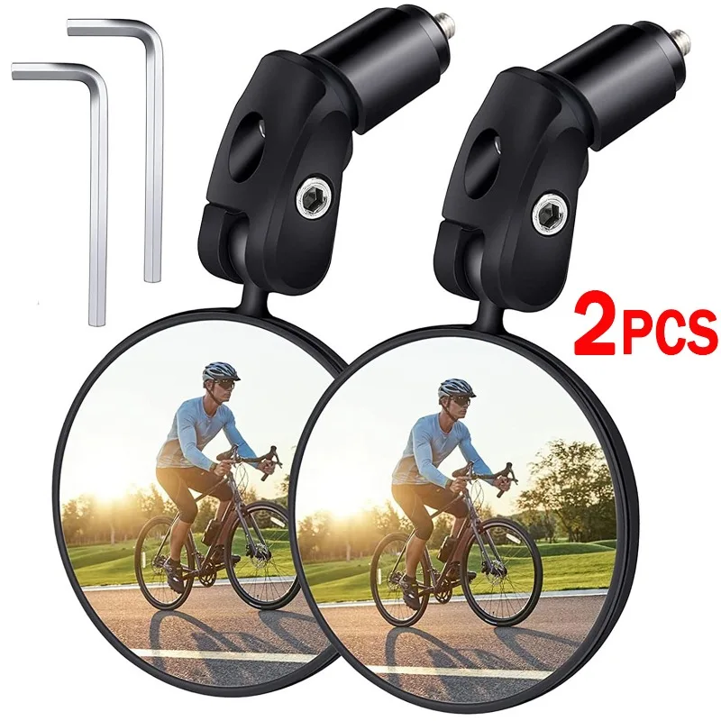 1/2pcs Bicycle Rearview Mirrors  Handlebar Mount 360 Rotate Adjustable Wide-Angle Convex Mirror Bike Cycling Rear View Mirror