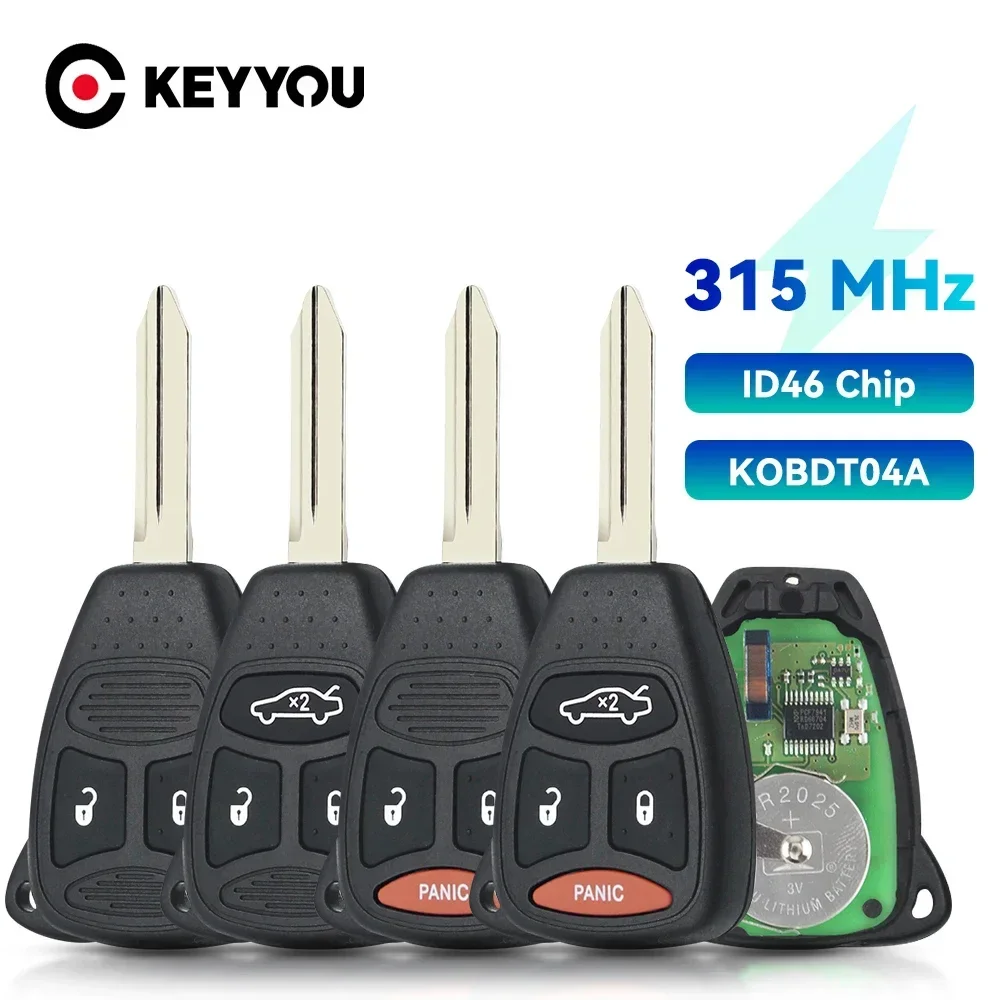 KEYYOU 5PCS KOBDT04A ID46 315 Mhz Remote Car Key For Dodge RAM JEEP Commander Compass Grand Cherokee Liberty Wrangler Chrysler