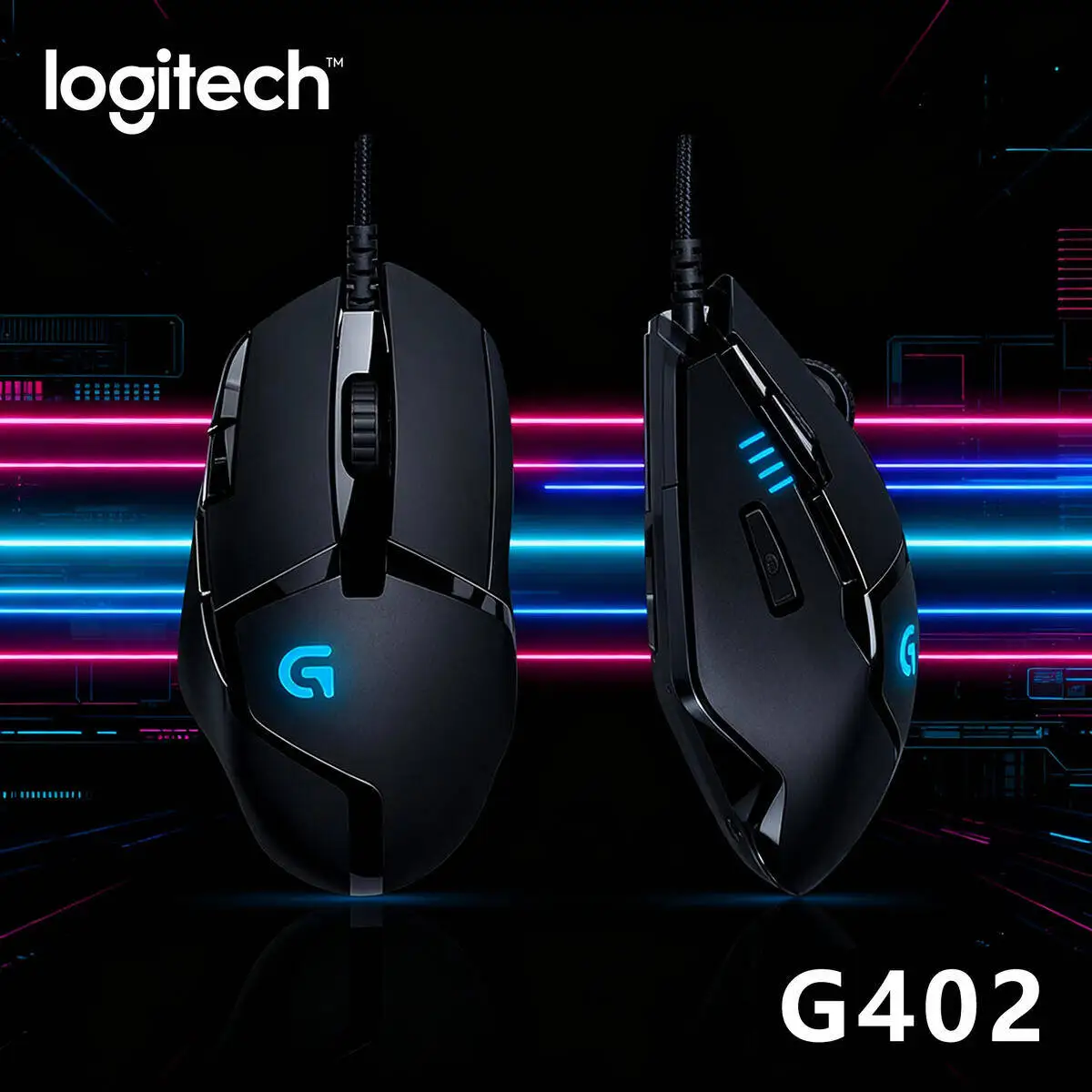 

Logitech G402 Hyperion Fury Gaming Mouse, Wired, 4000 DPI, 8 Programmable Buttons, Fusion Engine, 1ms Response, 500 IPS, PC
