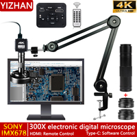 4K UHD Digital Microscope For Soldering, Full HD imx678 Chip Electronic Microscope Camera 75X 150X 300X Zoom Lens Sturdy Bracket