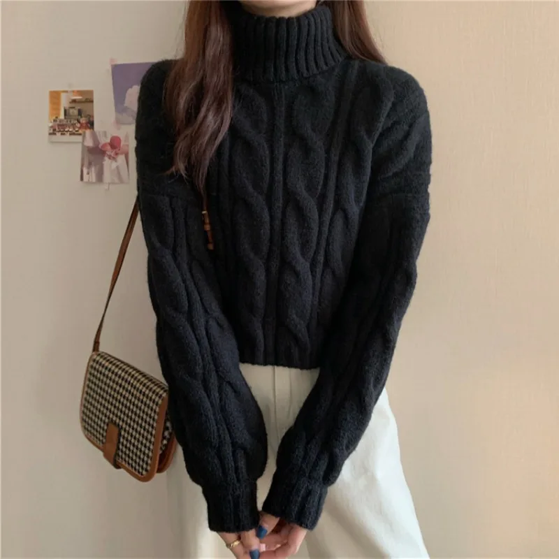 

Sweaters Jumpers Pullovers Womens Korean Style Pure Softy Fronting Relaxed Western Woolens Turtleneck Knitted Cashmere Artistic