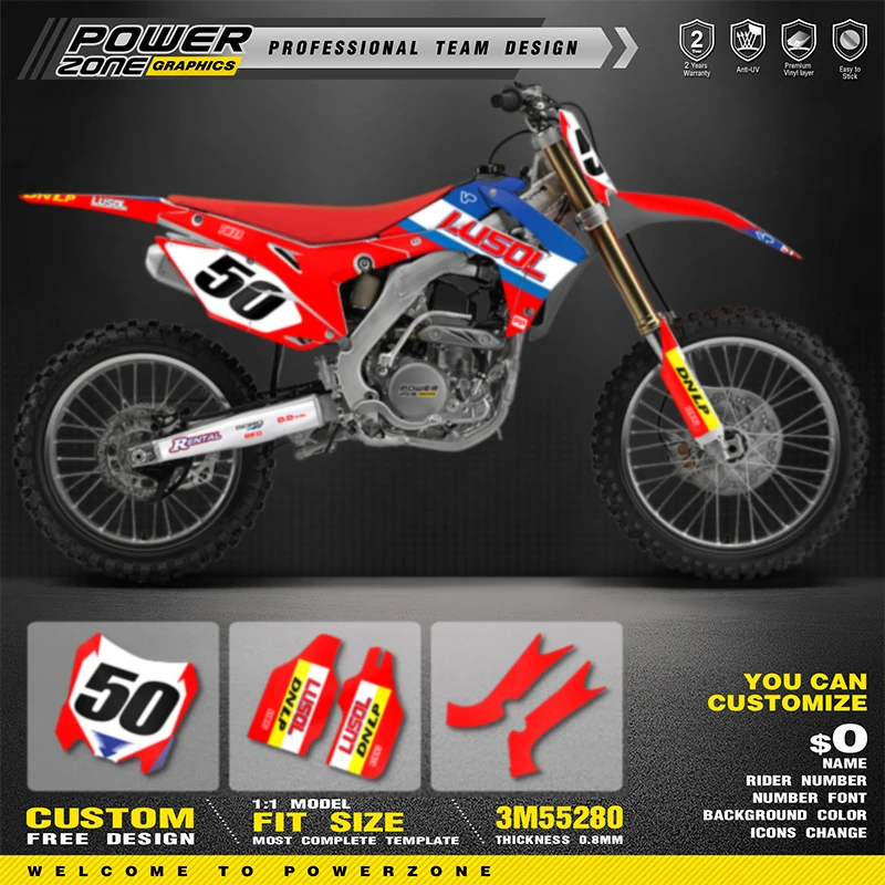

PowerZone Full Graphics Background Decals Stickers Kit For HONDA 2014-2017 CRF250R 2013-2016 CRF450R Motorcycle Background 131