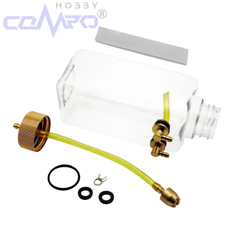 1 szt. Przezroczysty plastikowy zbiornik paliwa RC o pojemności 260/360/500/700/1000/1500 ml z nakrętką CNC w kolorze szampańskiego złota do części samolotów RC